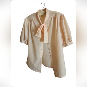 *VINTAGE* Arabella Blake Yellow Bow Tie Neck Blouse Sz 20